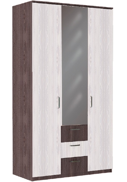 Шкаф Александра 4 (120) трехдверный (ясень анкор темный, ясень анкор светлый-ясень анкор темный,(Фант-мебель))