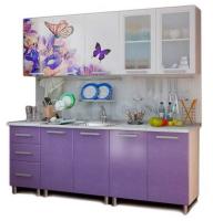 Кухня Люкс Ирис (2,0) (серый, фотопечать-фиолетовый глянец,(БТС)) в Новороссийске от производителя 