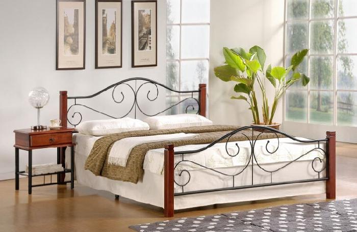 Кровать двуспальная Halmar Violetta (СМ 140х200) c ортопедическим основанием ( 140х200 , дерево/металл , античная черешня-черный , без подъемного мех. , без ящиков , без матраса (Halmar ) )