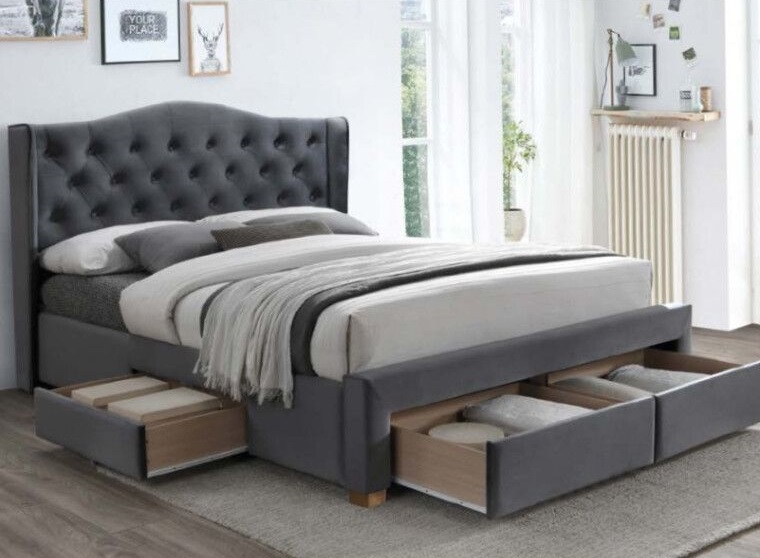 Фото Кровать двуспальная Signal Aspen velvet bluvel II (СМ 160х200) c ортопедическим основанием от производителя Signal в Новороссийске по цене 99 730 ₽