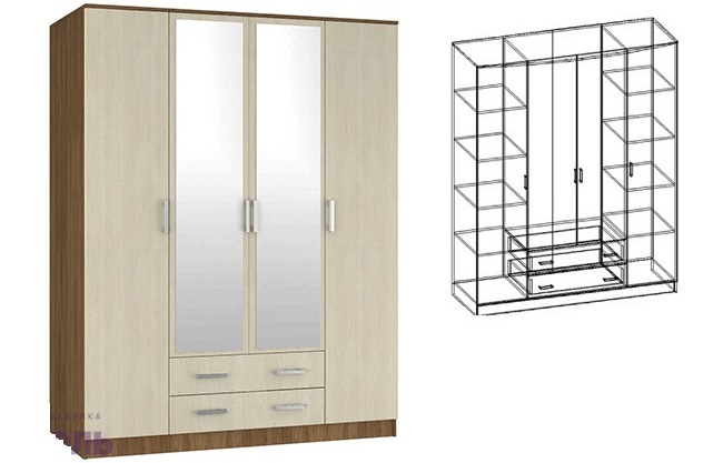 Фото Шкаф Светлана (168) четырехдверный от производителя Мебель Маркет в Новороссийске по цене 34 440 ₽