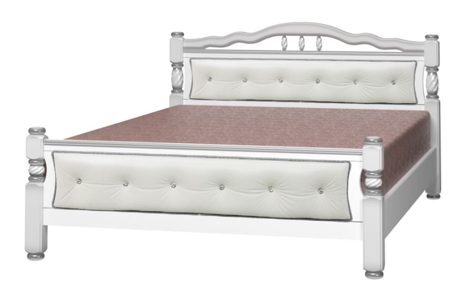 Фото Кровать двуспальная Карина-11 (СМ 140х200) с элементами светлой экокожи, без основания с универсальн от производителя Браво-мебель в Новороссийске по цене 22&nbsp;910 ₽