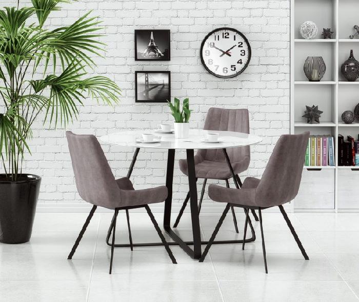 Стол обеденный Halmar Looper (металл окрашенный, стекло-белое,  черный (Halmar ) )