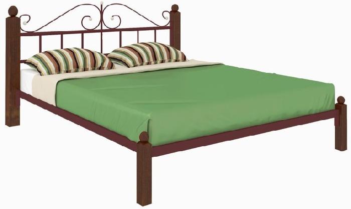 Кровать двуспальная Диана Lux (СМ 180х200) трубка металл ( 180х200 , металл/дерево , медная шагрень , без подъемного мех. , без ящиков , без матраса (Милсон) )