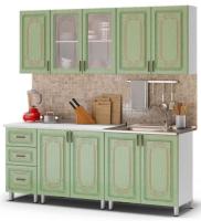 Кухня Люкс Прима (2,0) (серый, фотопечать-патина мятная,(БТС)) в Новороссийске от производителя 