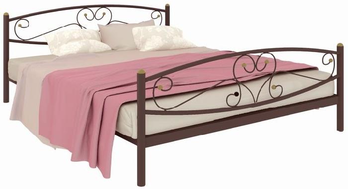Кровать двуспальная Каролина Plus (СМ 180х200) трубка металл ( 180х200 , металл , медная шагрень , без подъемного мех. , без ящиков , без матраса (Милсон) )