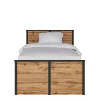 Кровать односпальная Loft LOZ120x200 (СМ 120х200) с основанием ( 120х200 , ЛДСП , дуб вотан-черный матовый , без подъемного мех. , без ящиков , без матраса (Black Red White (БРВ)) ) в Новороссийске от производителя 