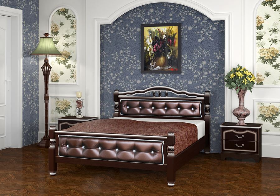 Фото Кровать двуспальная Карина-11 (СМ 160х200) с элементами экокожи, без основания с универсальными царг от производителя Браво-мебель в Новороссийске по цене 18 910 ₽