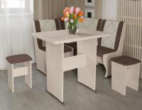 Кухонный уголок-комплект Челси мини (дуб белфорт, кожзам лен коричневый-лен бежевый (ТриЯ) ) в Новороссийске от производителя 